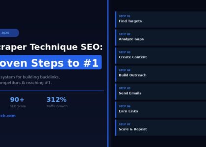 Skyscraper technique SEO guide showing 7 proven steps to reach Google position 1